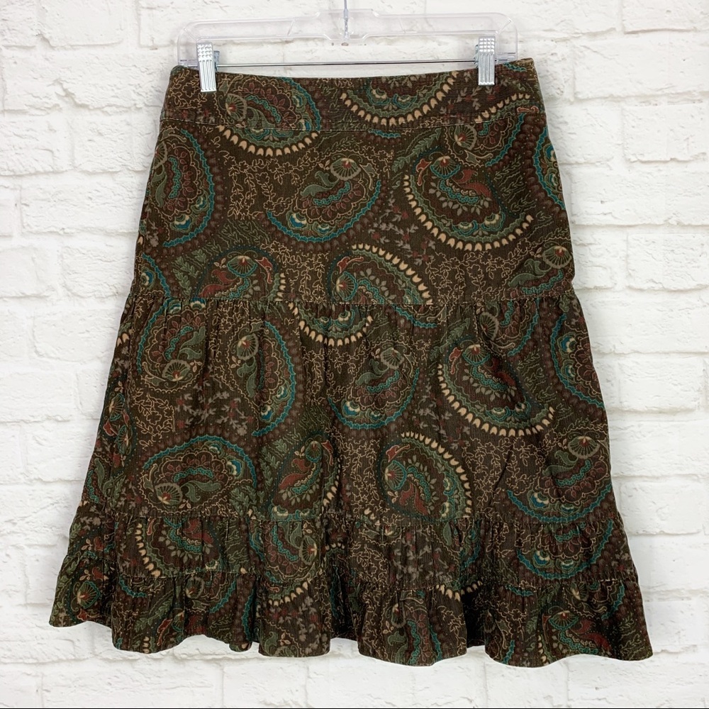 Loft Ann Taylor Paisley Corduroy Peasant Skirt 4 - Picture 1 of 5